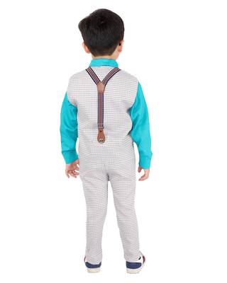 Green printed cotton silk boys-suit 5