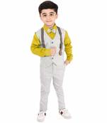 Yellow printed cotton silk boys-suit