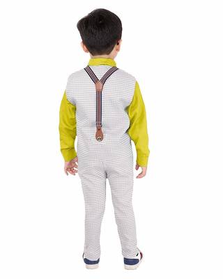 Yellow printed cotton silk boys-suit 4