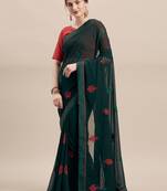 Green Embroidered Chiffon saree with blouse