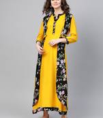 Mustard woven viscose rayon maxi-dresses