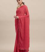 Pink Embroidered Chiffon saree with blouse