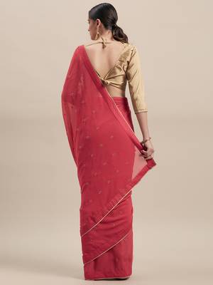 Pink Embroidered Chiffon saree with blouse 2