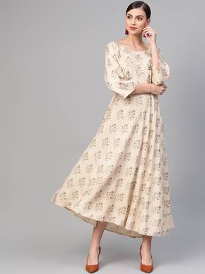 Off white woven viscose rayon maxi-dresses 1