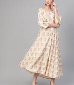 Off white woven viscose rayon maxi-dresses