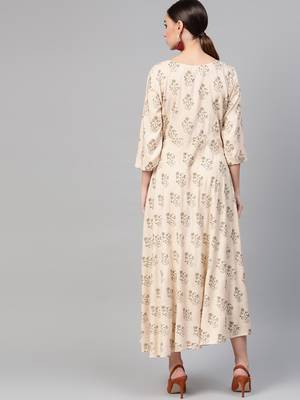 Off white woven viscose rayon maxi-dresses 2