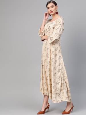 Off white woven viscose rayon maxi-dresses 3