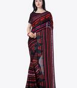 Multi Floral  print Checked  Linen Blend Saree with blouse pics