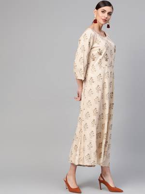 Off white woven viscose rayon maxi-dresses 4