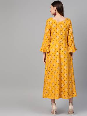 Mustard woven viscose rayon maxi-dresses 2