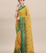 Mustard Embroidered Chiffon saree with blouse