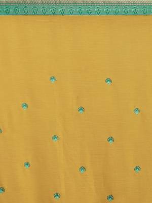 Mustard Embroidered Chiffon saree with blouse 4