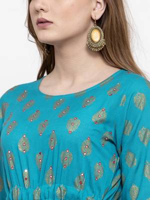 Turquoise woven viscose rayon maxi-dresses 5