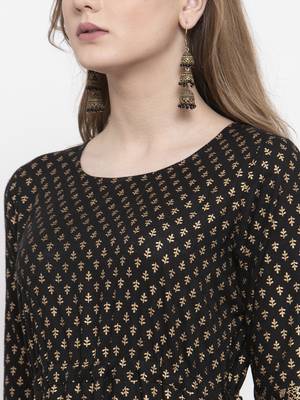 Black woven viscose rayon maxi-dresses 5