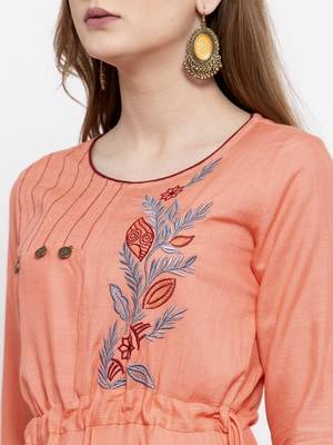 Peach woven viscose rayon maxi-dresses 5