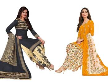 Combo Of 2 Printed Synthetic Unstitched Salwar With Dupatta 1
