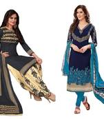 Combo Of 2 Printed Synthetic Unstitched Salwar With Dupatta