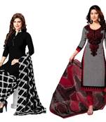 Combo Of 2 Printed Synthetic Unstitched Salwar With Dupatta