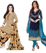 Combo Of 2 Printed Synthetic Unstitched Salwar With Dupatta
