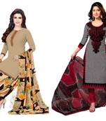 Combo Of 2 Printed Synthetic Unstitched Salwar With Dupatta