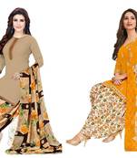 Combo Of 2 Printed Synthetic Unstitched Salwar With Dupatta