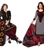 Combo Of 2 Printed Synthetic Unstitched Salwar With Dupatta
