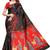 Black printed art silk saree with blouse