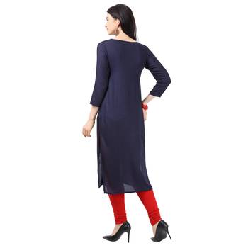 Blue plain rayon party-wear-kurtis 2