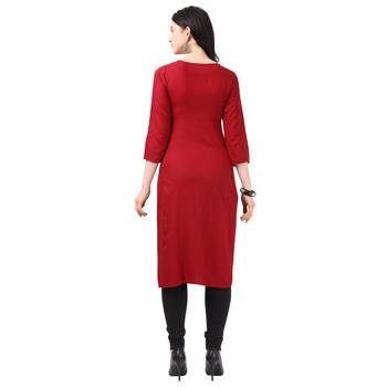 Dark-maroon plain rayon party-wear-kurtis 2