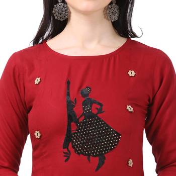 Dark-maroon plain rayon party-wear-kurtis 4