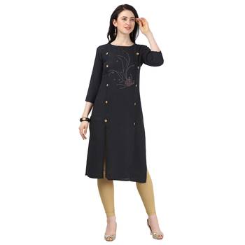 Black plain rayon party-wear-kurtis 1