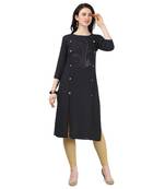 Black plain rayon party-wear-kurtis