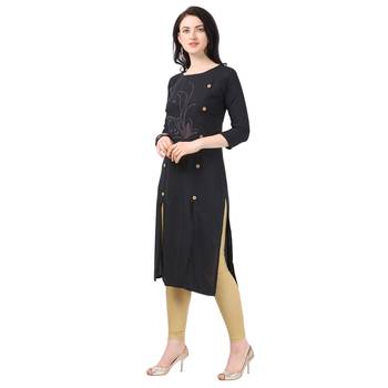Black plain rayon party-wear-kurtis 3