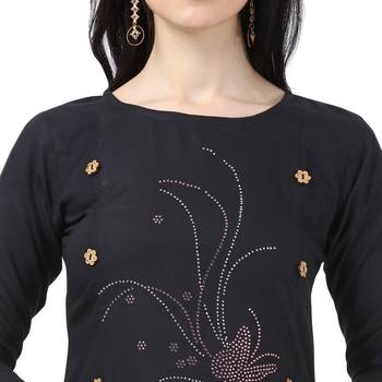 Black plain rayon party-wear-kurtis 4
