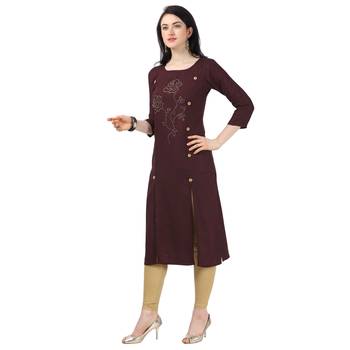 Wine plain rayon party-wear-kurtis 3