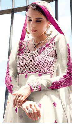 White embroidered georgette salwar 2