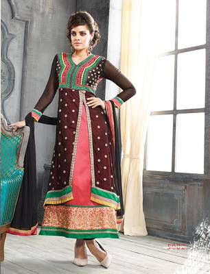 Brown embroidered tissue salwar 1