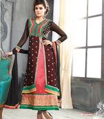 Brown embroidered tissue salwar