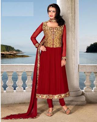 Maroon zari georgette salwar 1