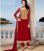 Maroon zari georgette salwar