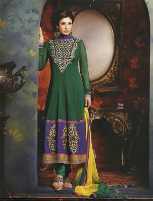 Green embroidered georgette salwar 1