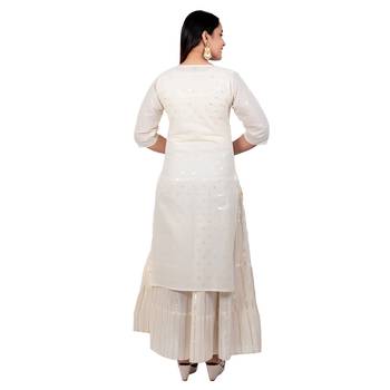 Cream printed georgette long-kurtis 2