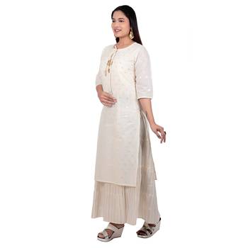 Cream printed georgette long-kurtis 3