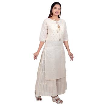 Cream printed georgette long-kurtis 4