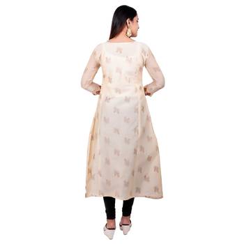 Cream embroidered georgette long-kurtis 2