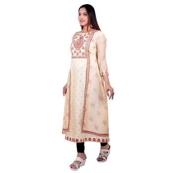 Cream embroidered georgette long-kurtis 3