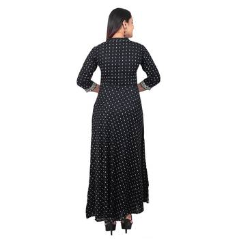 Black printed cotton long-kurtis 2