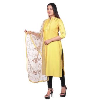 Light-green plain georgette long-kurtis 3