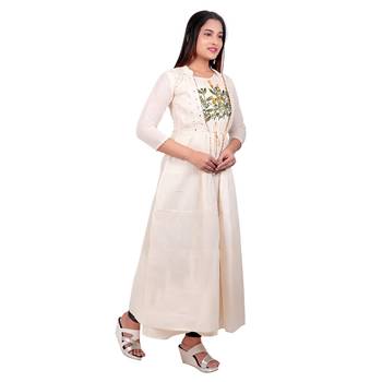 Off-white embroidered georgette long-kurtis 4