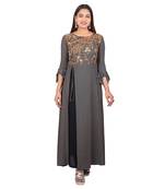 Black plain cotton long-kurtis